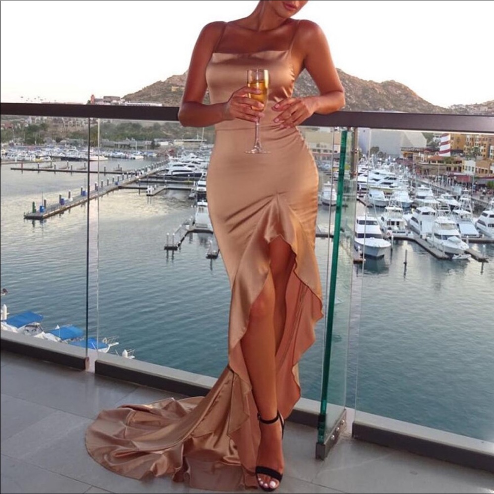 Irregular Ruffles Sexy Long Maxi Dress